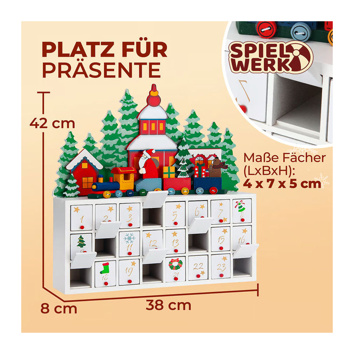 Spielwerk® Adventskalender Winterlandschaft aus Holz in Mehrfarbig - Bild 5