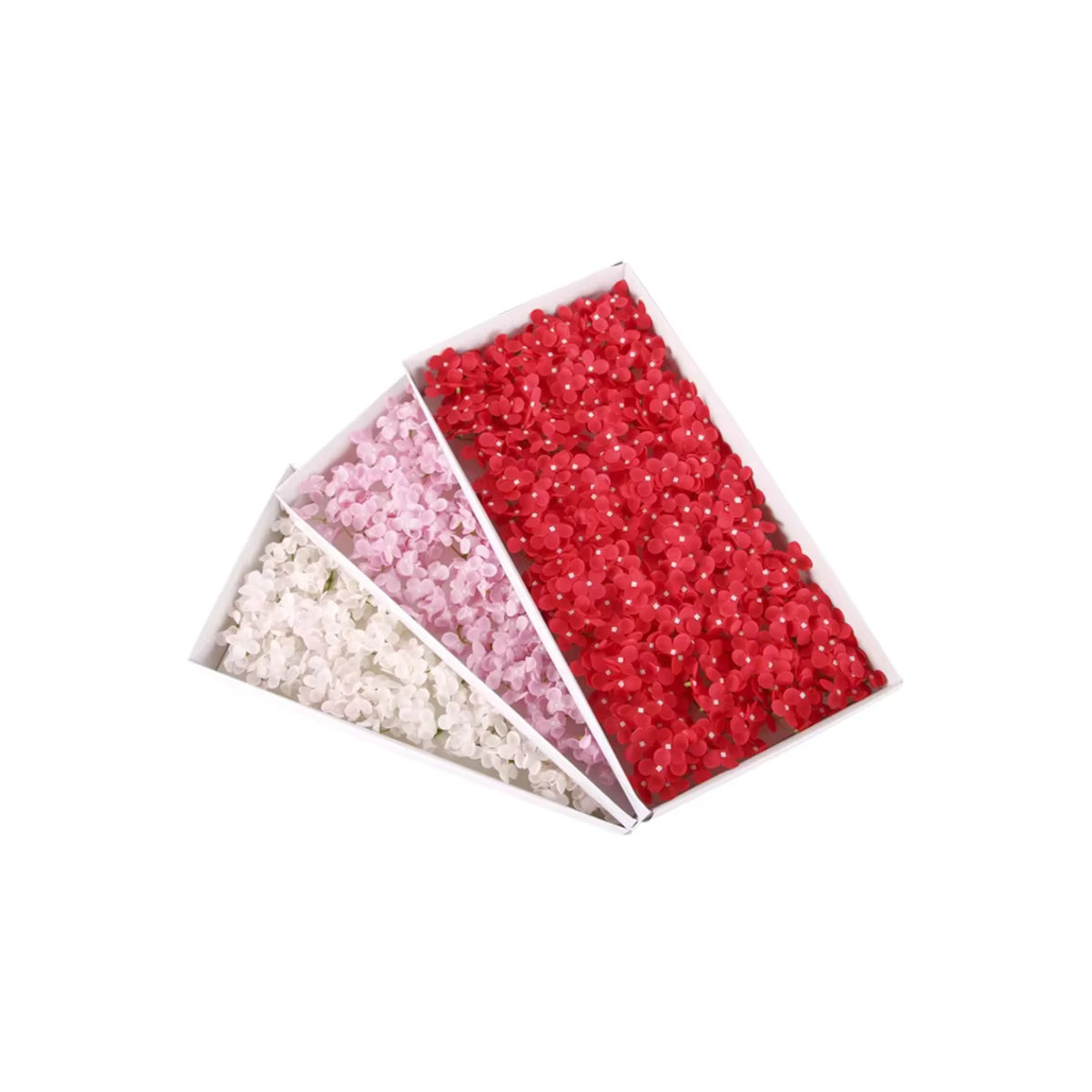 Spilewka Künstliche Hortensien Blütenköpfe mit Punktmuster in Rosa und Rot, 40 Stück, B: 8,5 cm, T: 6,5 cm - Bild 3