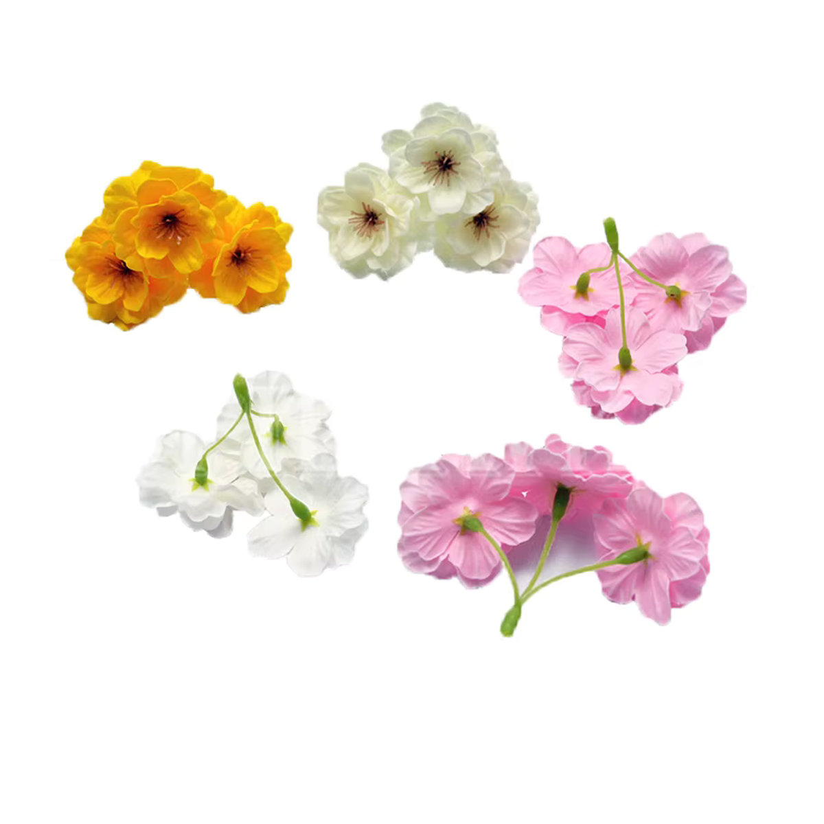 Spilewka Künstliche Kirschblüten Sakura Mehrfarbig und Gelb, Dekorative Seifenblumen für Hochzeit und Valentinstag, B/H: 8 x 7 cm - Bild 1