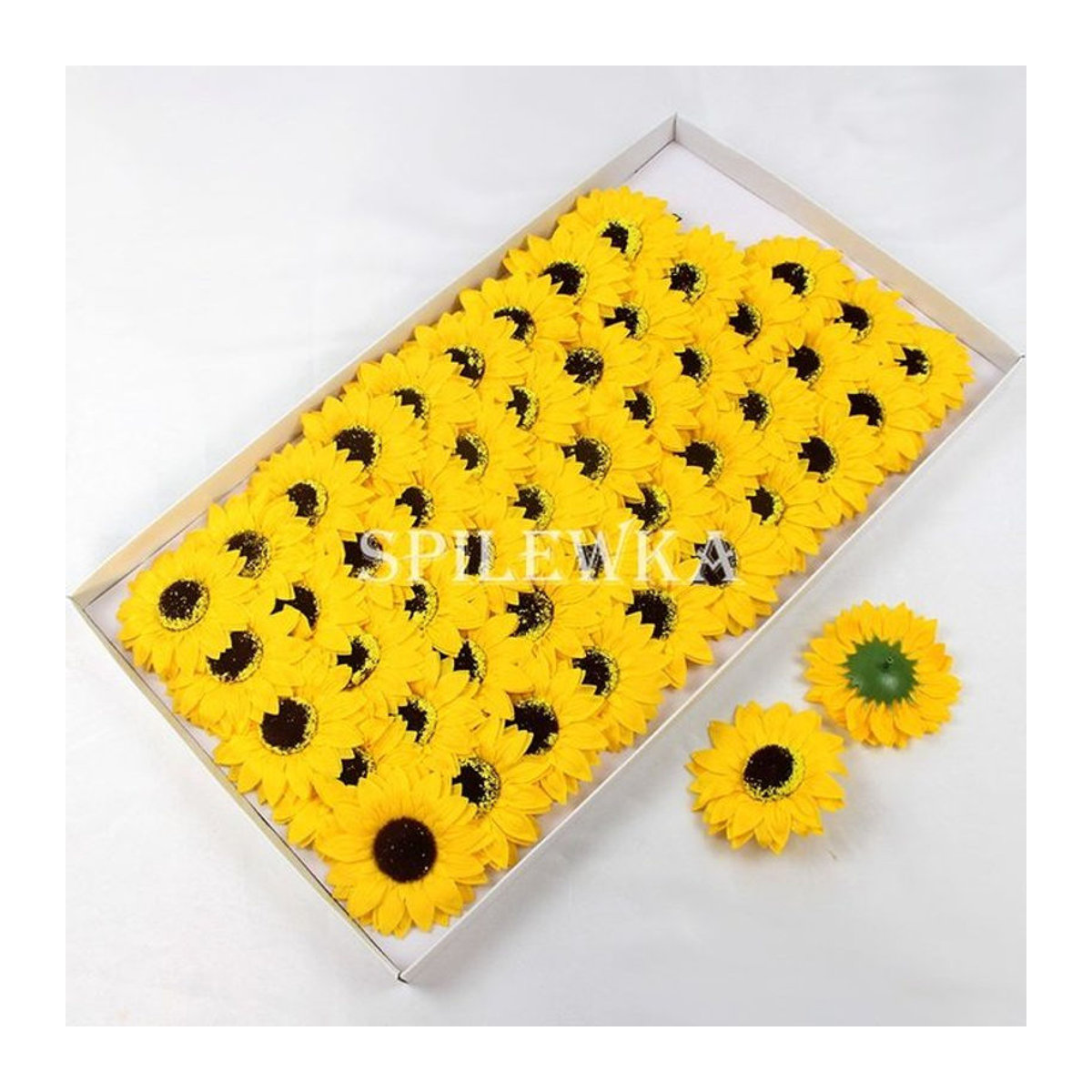 Spilewka Sonnenblumen Seife aus Wachs, künstliche Blumenköpfe für DIY-Blumensträuße, Gelb und Lila, 25 Stück - Bild 1