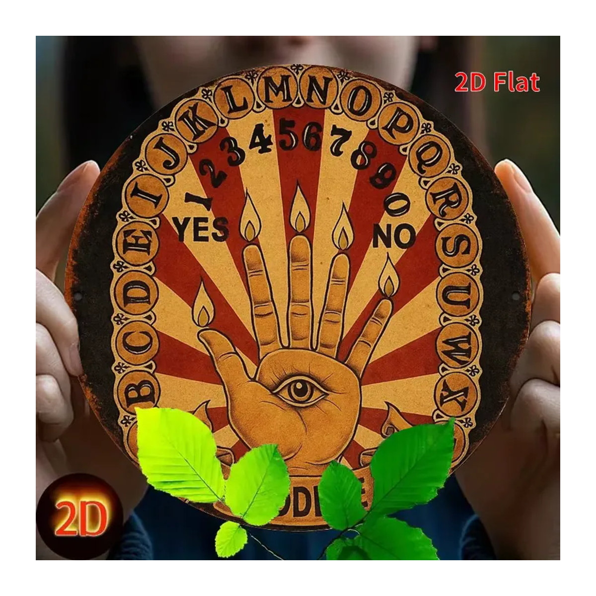 Spirit Halloween Ouija-Brett Wanddeko aus Metall in Rot-Gold mit mystischen Symbolen im Vintage-Design - Bild 5