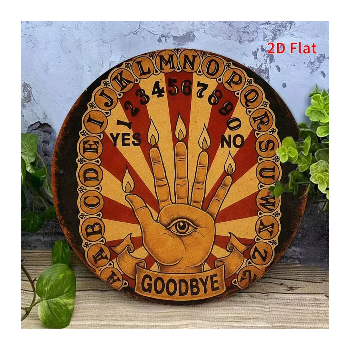 Spirit Halloween Ouija-Brett Wanddeko aus Metall in Rot-Gold mit mystischen Symbolen im Vintage-Design - Bild 6