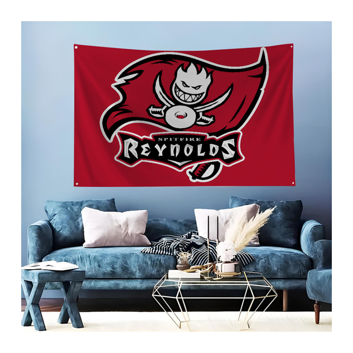 Spitfire Räder Flagge aus Textil in Rot mit vier Löchern für Outdoor und Zimmer-Dekoration - Bild 1