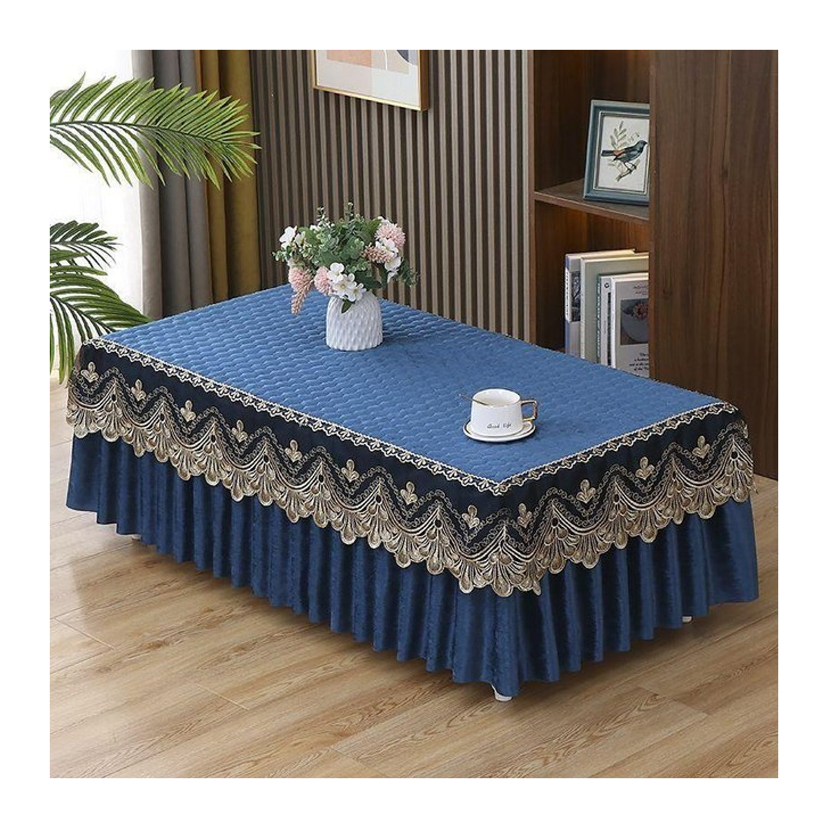 Spitze Tischdecke für Couchtisch in Rechteckform, verdickte und rutschfeste Staubschutzdecke für dein Wohnzimmer, B/T/H: 140 x 75 x 40 cm - Bild 1