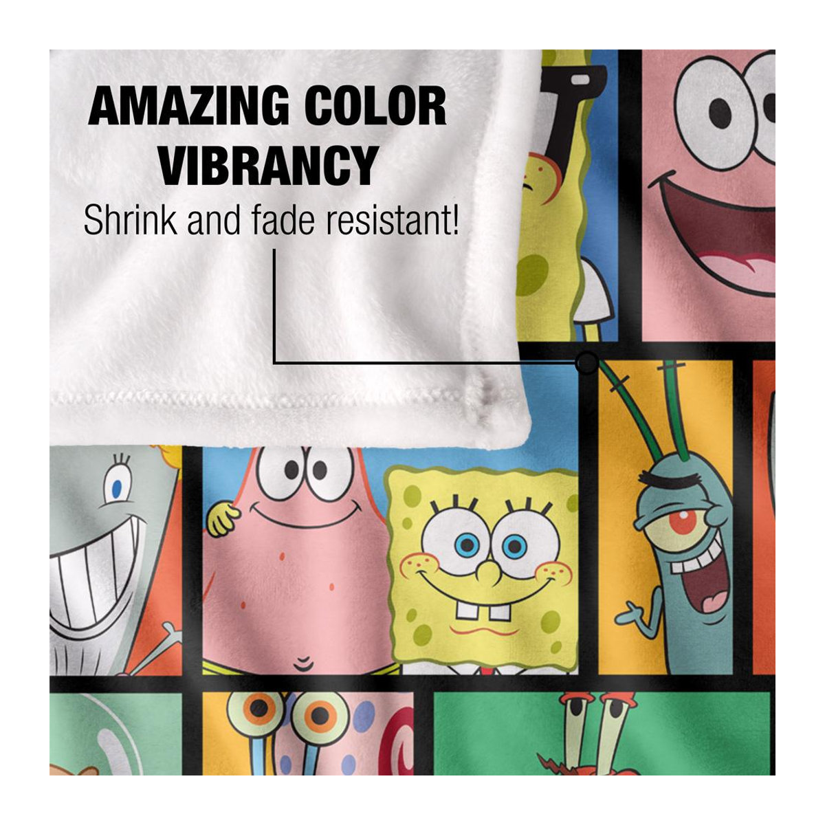 SpongeBob Schwammkopf Fleece Decke mit Fliesenmuster in Schwarz und Mehrfarbig von Pertemba FR - Bild 2