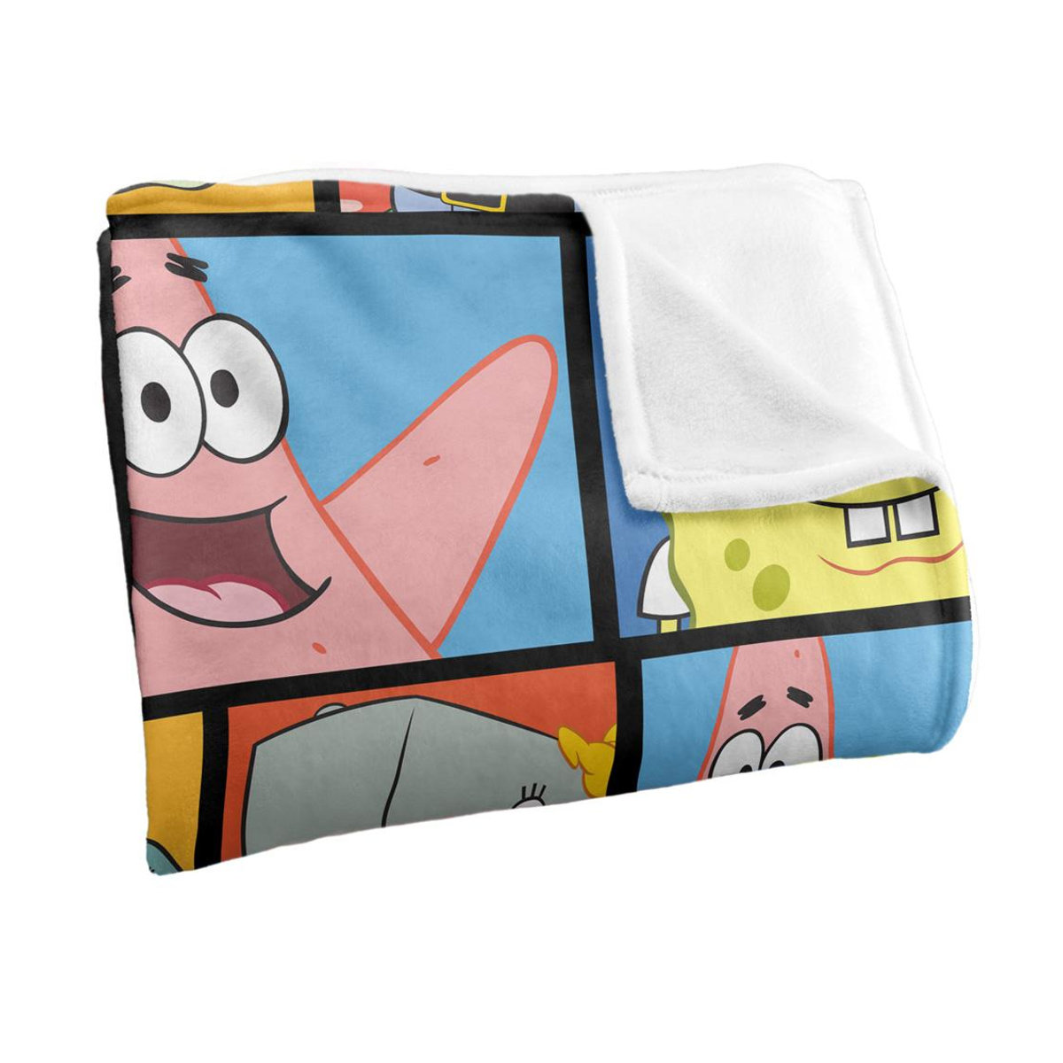 SpongeBob Schwammkopf Fleece Decke mit Fliesenmuster in Schwarz und Mehrfarbig von Pertemba FR - Bild 3
