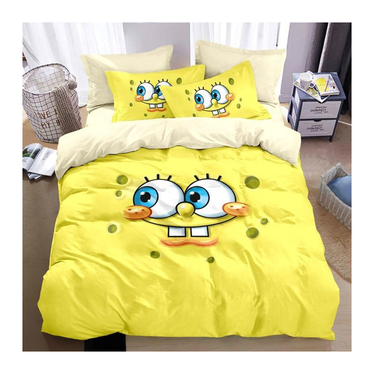 SpongeBob SquarePants 3D Bettwäsche-Set aus Polyester für Kinder von JMG Household Supplies, King-Size, B/H: 260 x 240 cm - Bild 1