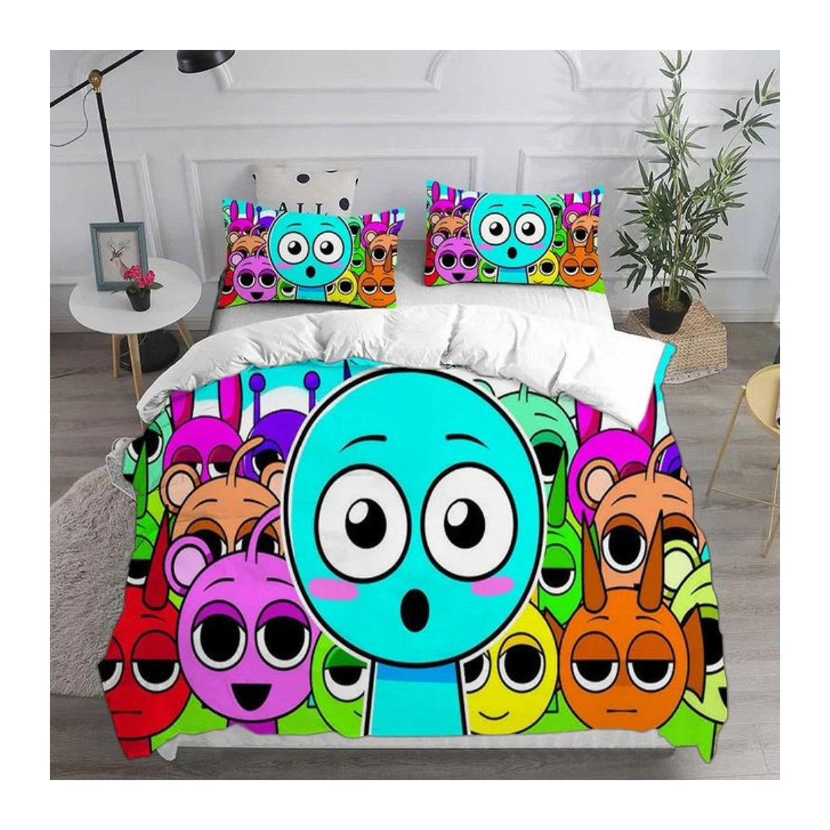 Sprunki 3D-Druck Bettwäsche-Set mit Reißverschluss, Multicolor, B/H: 180 x 210 cm - Bild 1