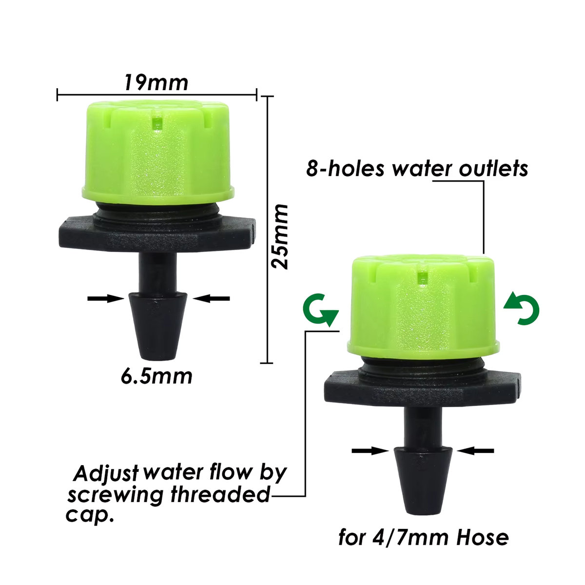 SPRYCLE Automatisches Gartenbewässerungssystem mit verstellbarer Tropfbewässerung, Grün, 5–50 m Reichweite, 1/4 Zoll und 4/7 mm Schlauchanschlüsse für Topfpflanzen und Gewächshäuser - Bild 2