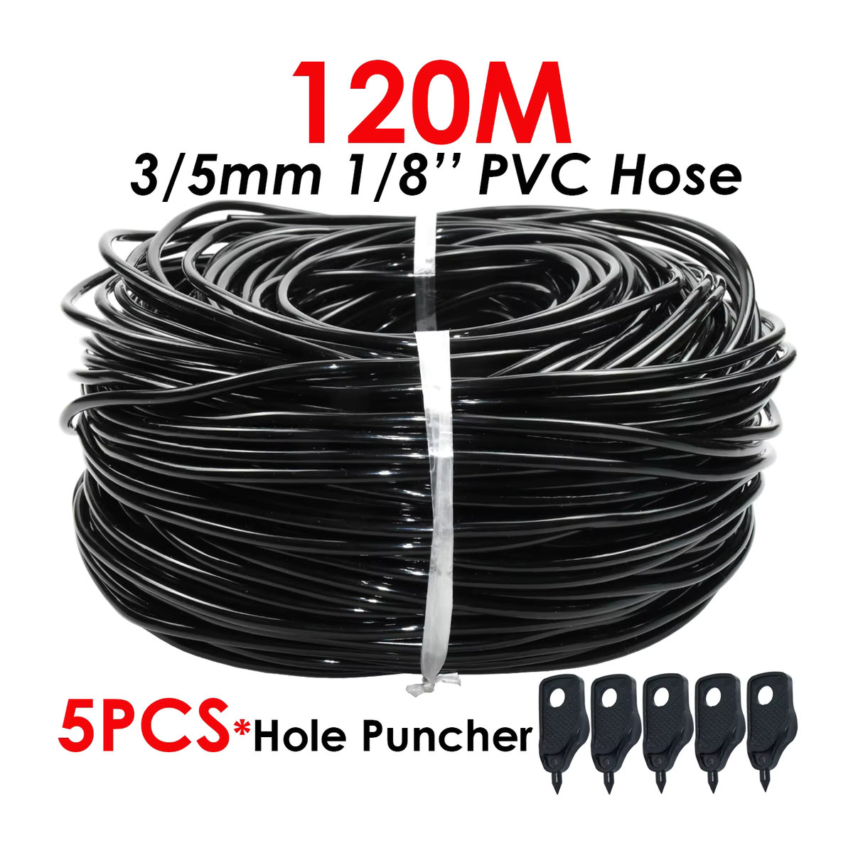 SPRYCLE Micro Drip Bewässerungssystem aus schwarzem PVC mit Locher, 10-120m Länge, 3/5mm Durchmesser - Bild 4