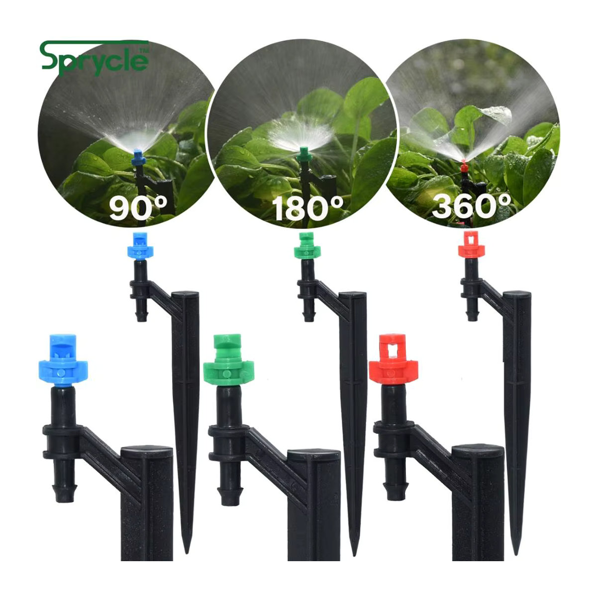 SPRYCLE Micro Drip Bewässerungssystem für den Garten, 25m automatisches Tropf- und Sprühset mit Zerstäubern für 4/7mm und 1/4'' Schläuche, Schwarz - Bild 2