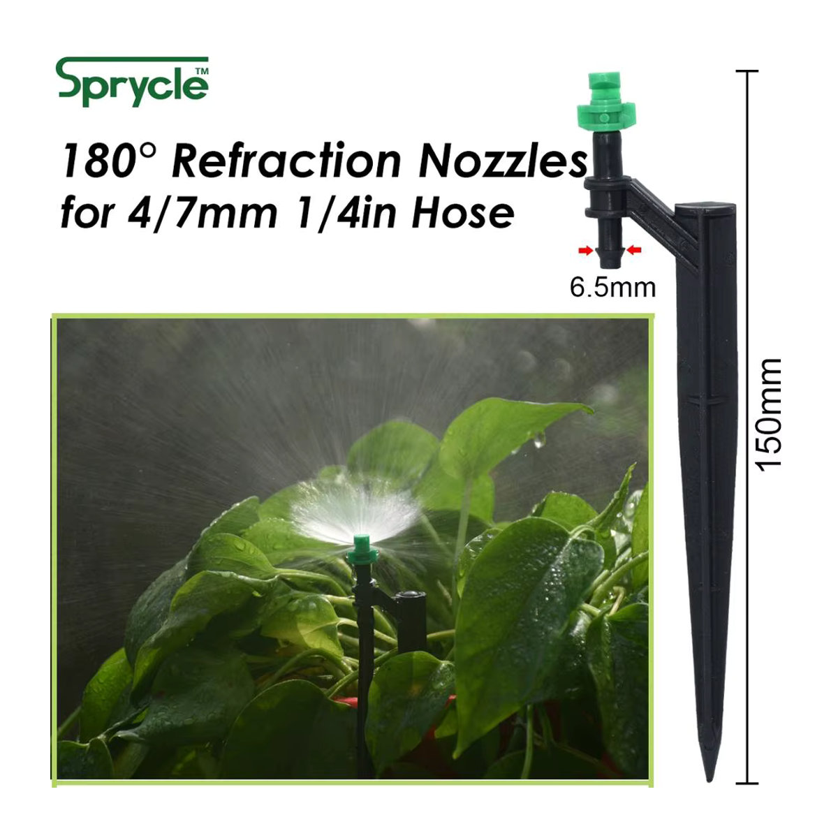 SPRYCLE Micro Drip Bewässerungssystem für den Garten, 25m automatisches Tropf- und Sprühset mit Zerstäubern für 4/7mm und 1/4'' Schläuche, Schwarz - Bild 4