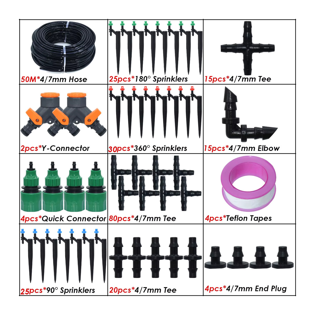 SPRYCLE Micro Drip Bewässerungssystem für den Garten, 25m automatisches Tropf- und Sprühset mit Zerstäubern für 4/7mm und 1/4'' Schläuche, Schwarz - Bild 5