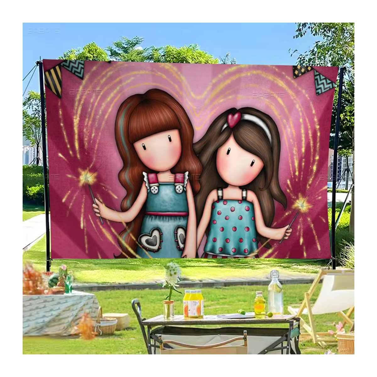 Ssan-Toroes Camping Banner Mädchen Motiv in Multicolor als Outdoor-Dekoration für Familien-Treffen - Bild 5