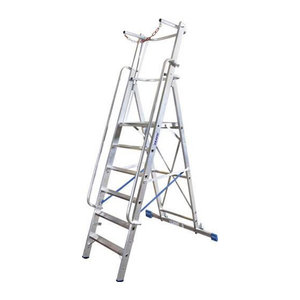 Stabilo Professional Aluminium Stufen-Stehleiter mit 9 Stufen und Sicherheitsbügel in Silber