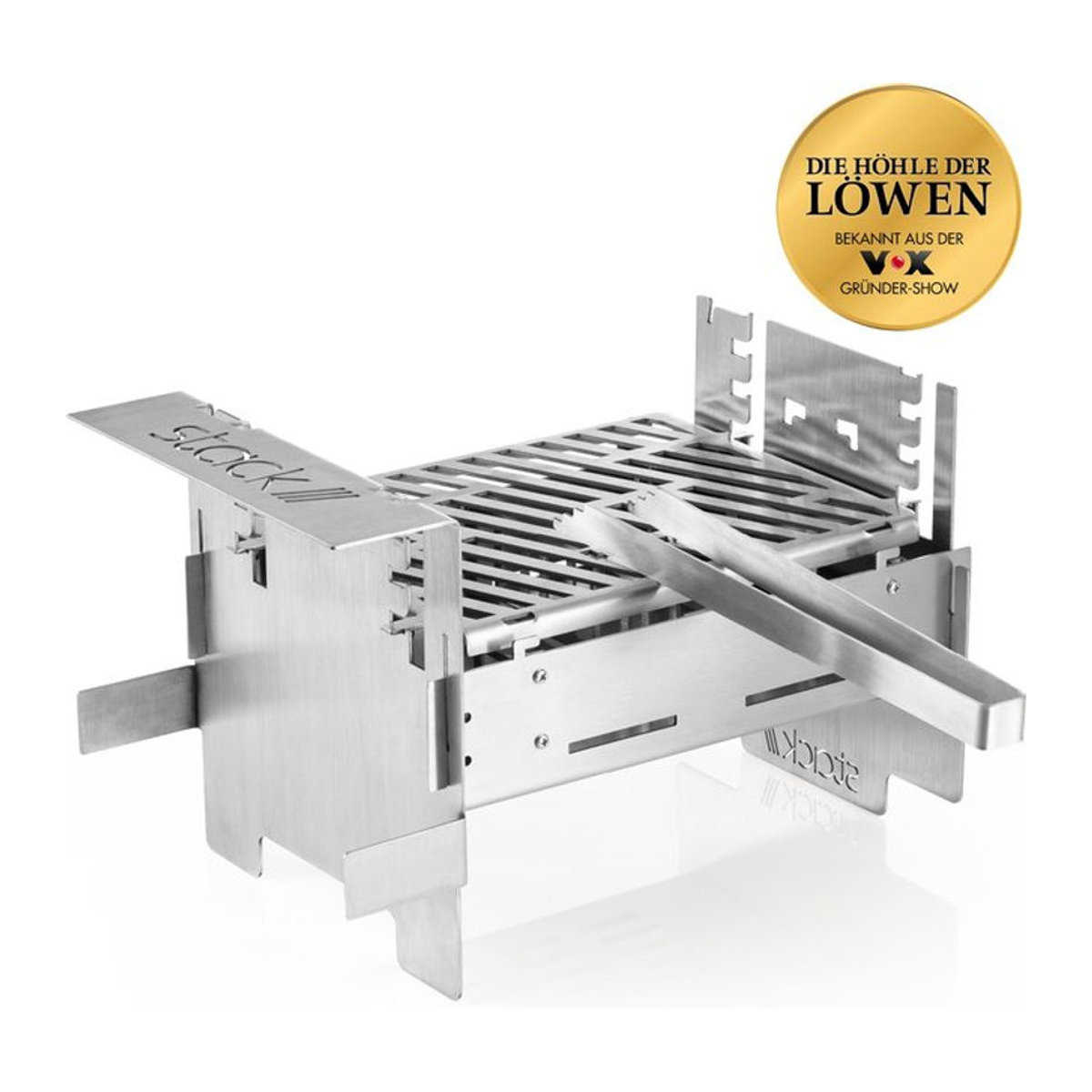 stack 3in1 Grill aus Edelstahl für Holzkohlebriketts Durchmesser: 36 cm - Bild 1