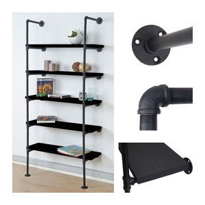 Standregal MCW Bücherregal im Industrial Design aus Holz und Metall, Anthrazit, H: 165 cm, B: 80 cm, T: 28 cm