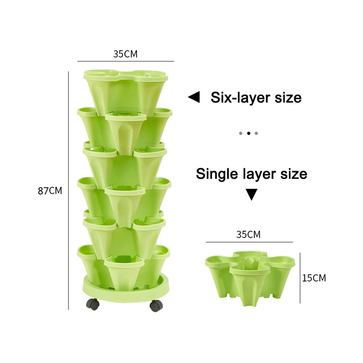 Stapel-Up Stereoskopischer Blumentopf aus Kunststoff für Garten und Haus, stapelbar und vertikal nutzbar - Bild 2