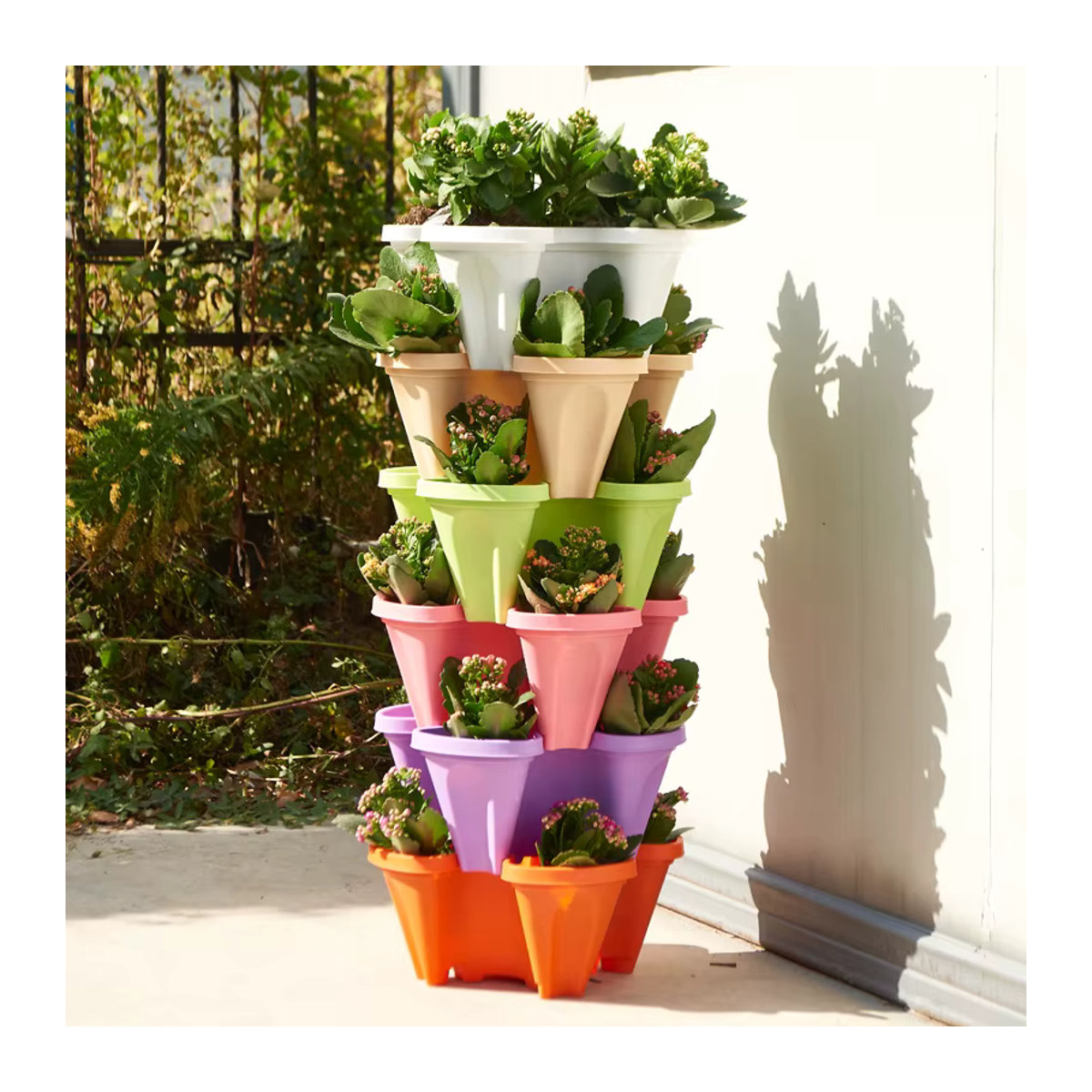 Stapel-Up Stereoskopischer Blumentopf aus Kunststoff für Garten und Haus, stapelbar und vertikal nutzbar - Bild 5
