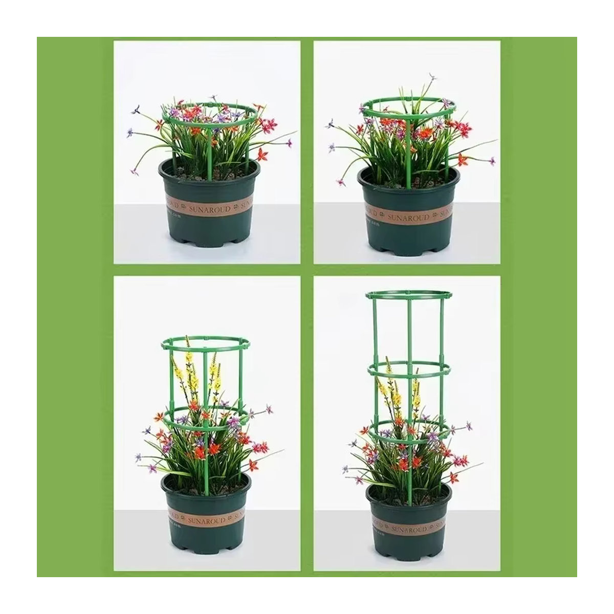 Stapelbarer Tomatenturm als Pflanzenkäfig und Spalier aus Kunststoff für Weinreben, Topfblumen und Pflanzenstützpfahl - Bild 3