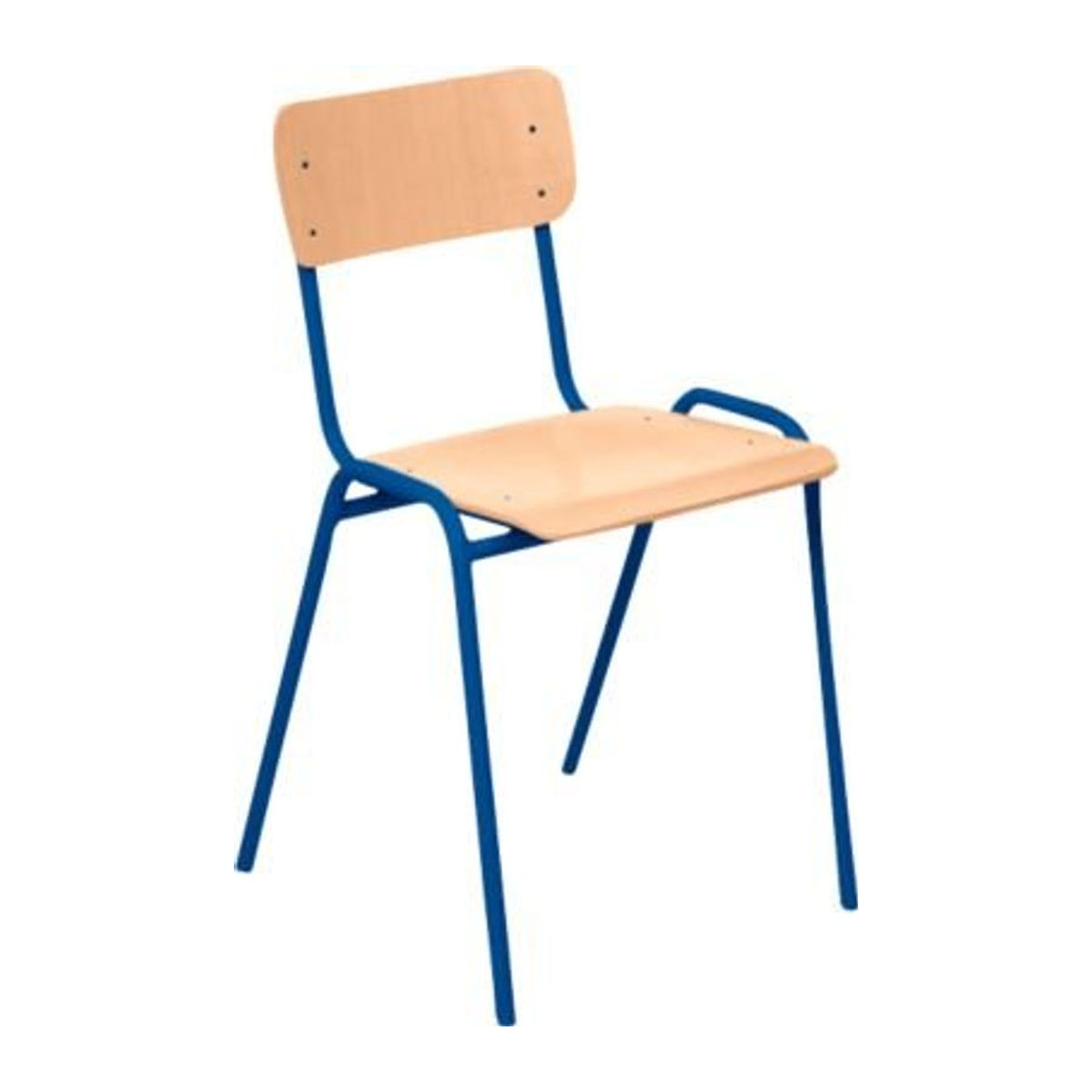 Stapelstuhl Ceha CS 3 aus Buche und blauem Stahlrohr, B 38,5 cm x T 39 cm x H 49 cm - Bild 1