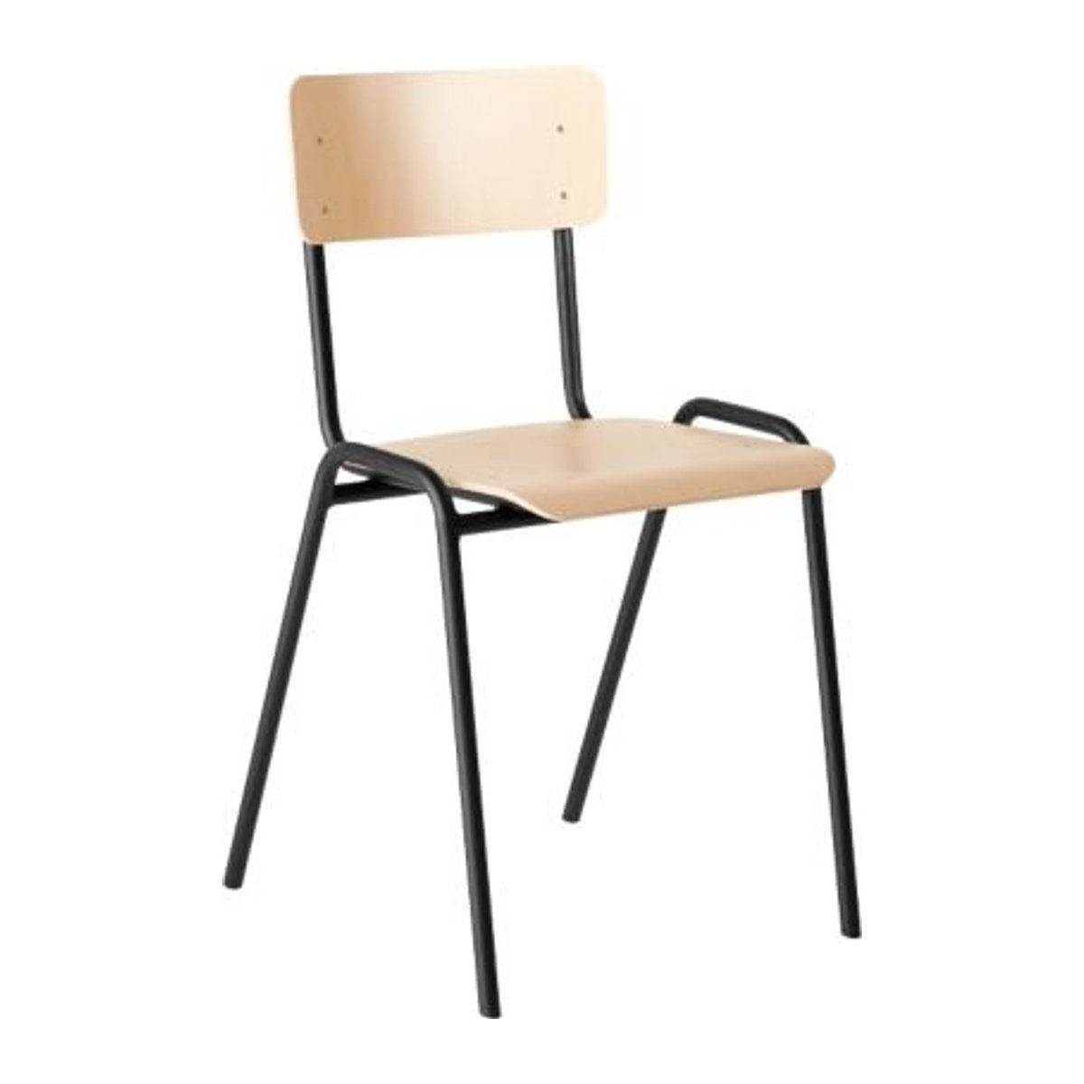 Stapelstuhl Ceha CS 3 aus Buche und schwarz pulverbeschichtetem Stahlrohr, B: 38,5 cm, T: 39 cm, H: 49 cm - Bild 1
