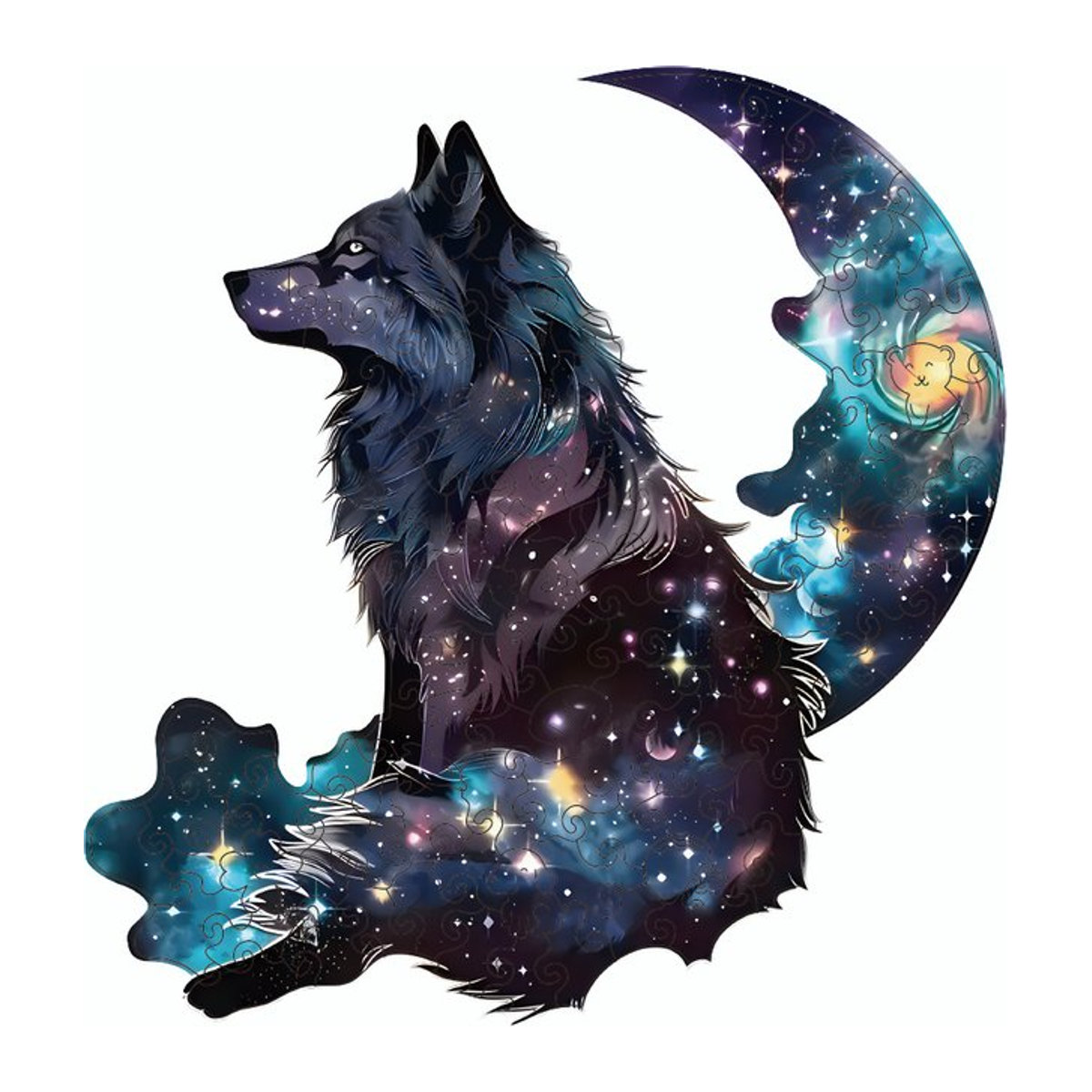 Star Wolf King Holzpuzzle für Erwachsene mit unregelmäßig geformten Teilen in Mehrfarbig und Abstract Design - Bild 1