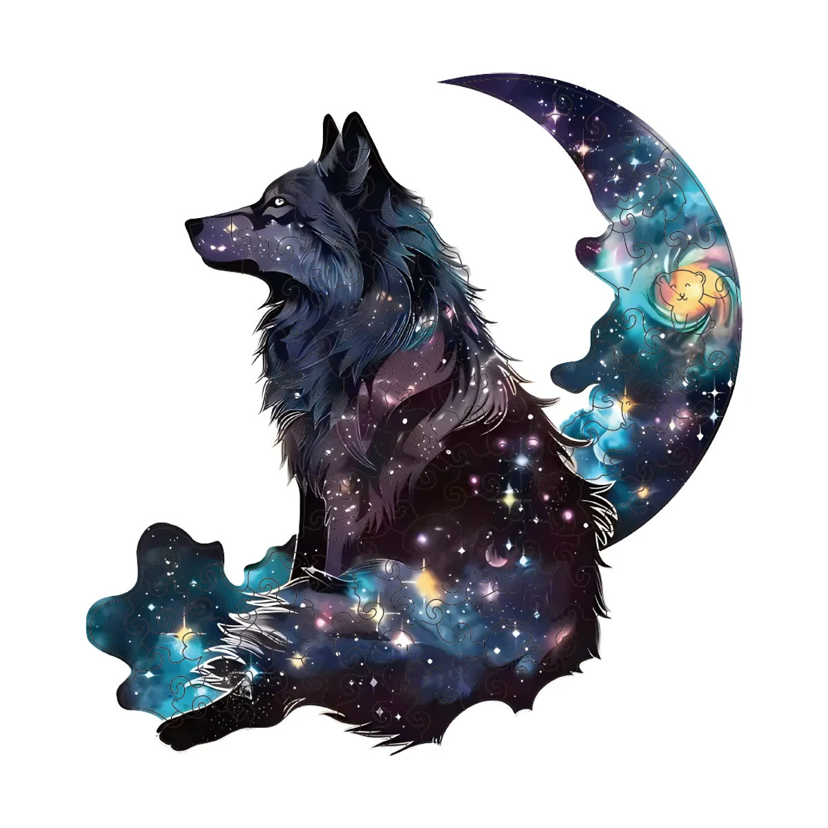 Star Wolf King Holzpuzzle für Erwachsene mit unregelmäßig geformten Teilen in Mehrfarbig und Abstract Design - Bild 7