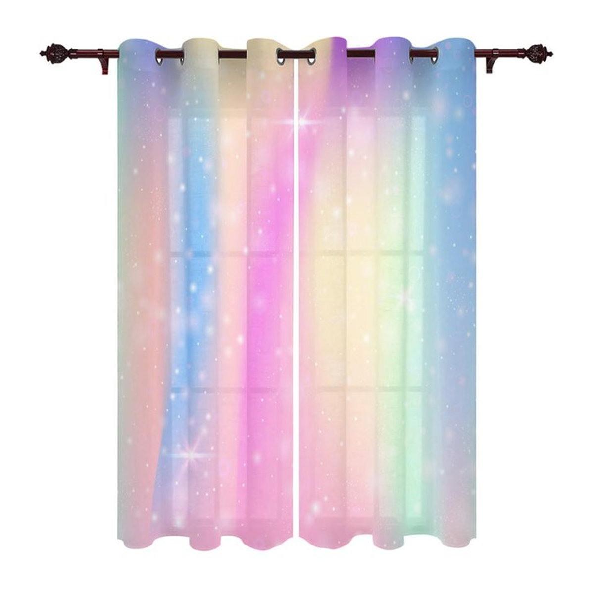 Starlight Rainbow Spots Vorhang für Wohnzimmer und Schlafzimmer, halbtransparent, Multicolor, B: 135 cm, H: 185 cm - Bild 1