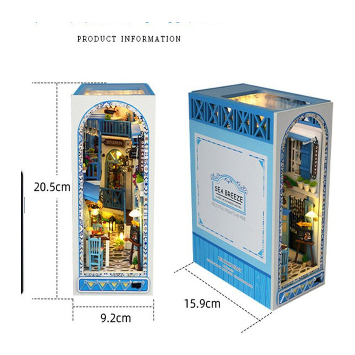 StartCabin DIY Buch Nook Miniatur Hütte als dekorativer Bücherregaleinsatz in Blau und Maritim mit Touch Cover - Bild 1