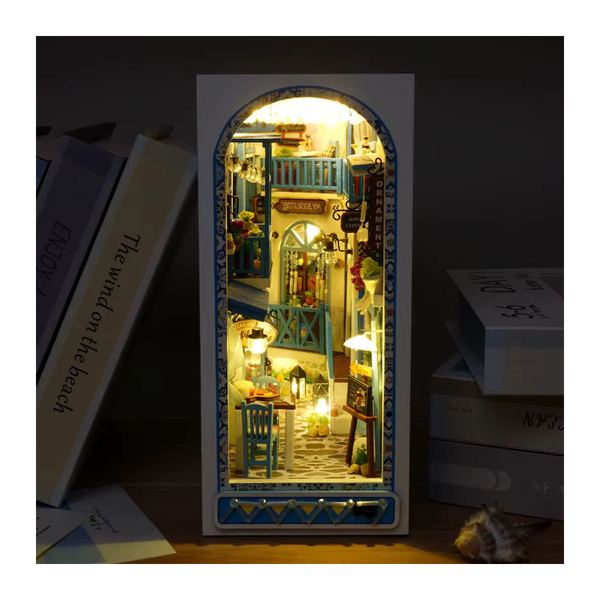 StartCabin DIY Buch Nook Miniatur Hütte als dekorativer Bücherregaleinsatz in Blau und Maritim mit Touch Cover - Bild 3