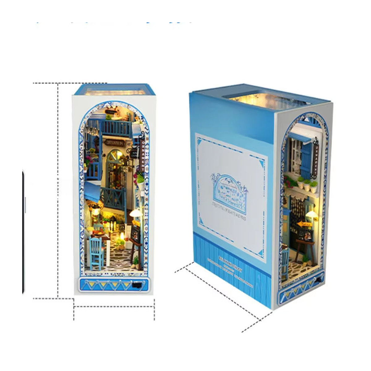 StartCabin DIY Buch Nook Miniatur Hütte als dekorativer Bücherregaleinsatz in Blau und Maritim mit Touch Cover - Bild 7