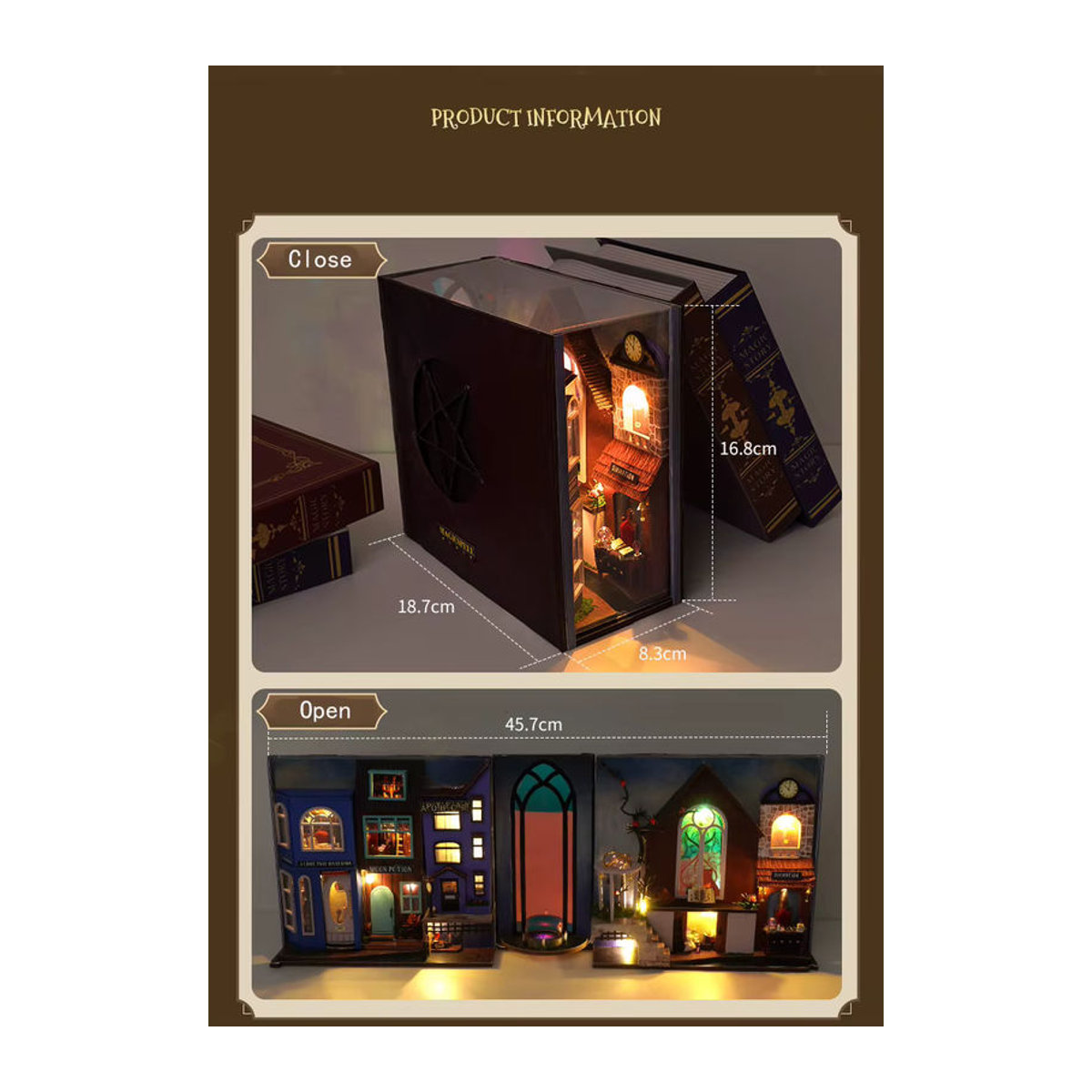 StartCabin DIY Holz Buch Nook Regal Einsatz Kit als Miniatur Zimmerbox in Mehrfarbig - Bild 2