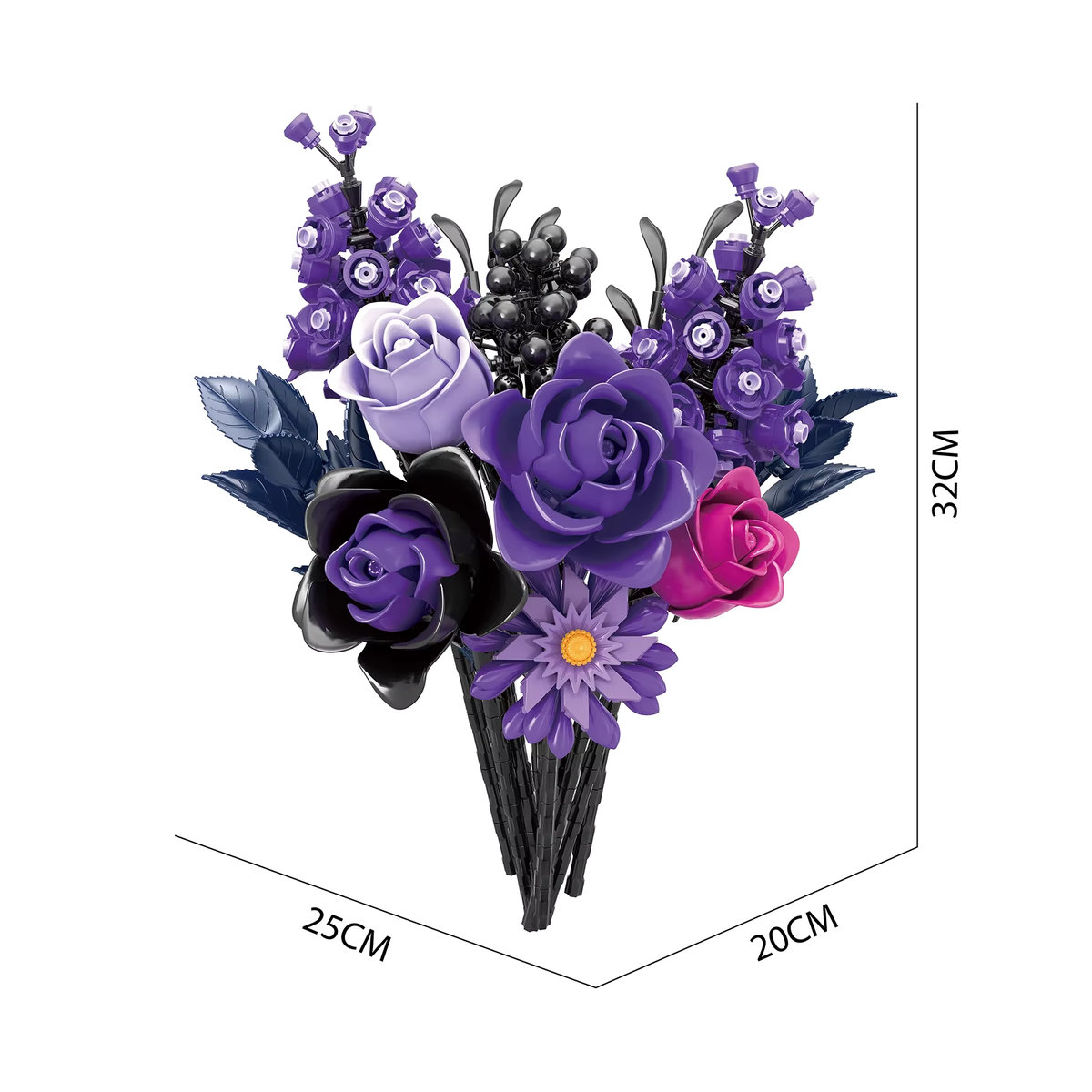 stemedu Gothic Bouquet Bausteine Lila Rose mit 822 Teilen für die Wohnkultur - Bild 3