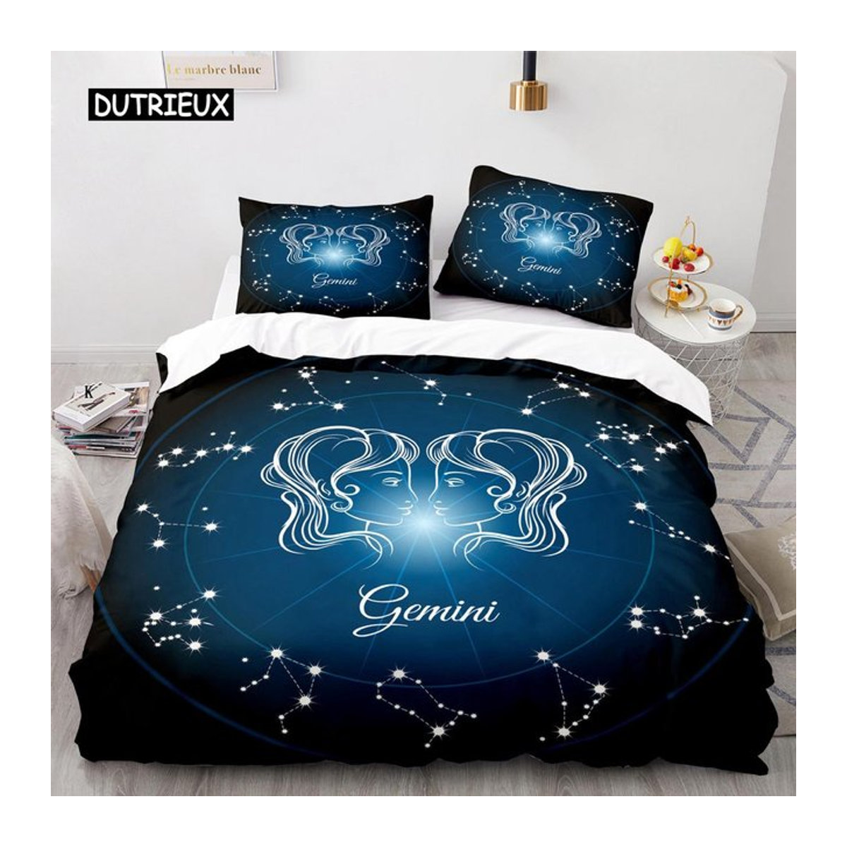Steppdeckenbezug-Set Widder Galaxie Thema aus Polyester mit Reißverschluss, B/B: 135 x 200 cm - Bild 1