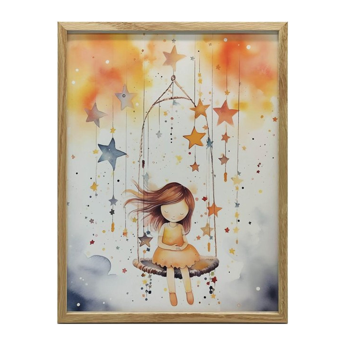 Sternenkarussell Wandbild mit Galaxie-Motiv in Schwarz, B/H: 40 x 30 cm, Aluminiumrahmen und mattem Papier - Bild 1