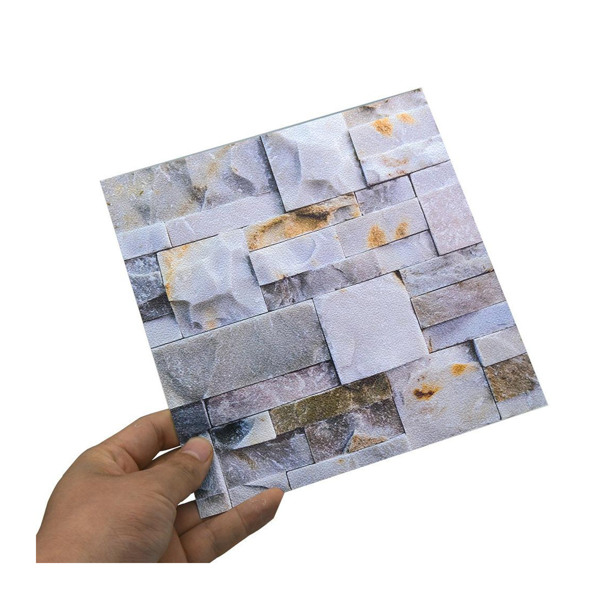 Sticker House Wandfliesen Set aus Kunststoff in Grau, 10 Stück quadratische Peel & Stick Aufkleber im Stein- und Marmor-Design, wasserdicht und ölbeständig, B/B: 15 x 15 cm - Bild 8