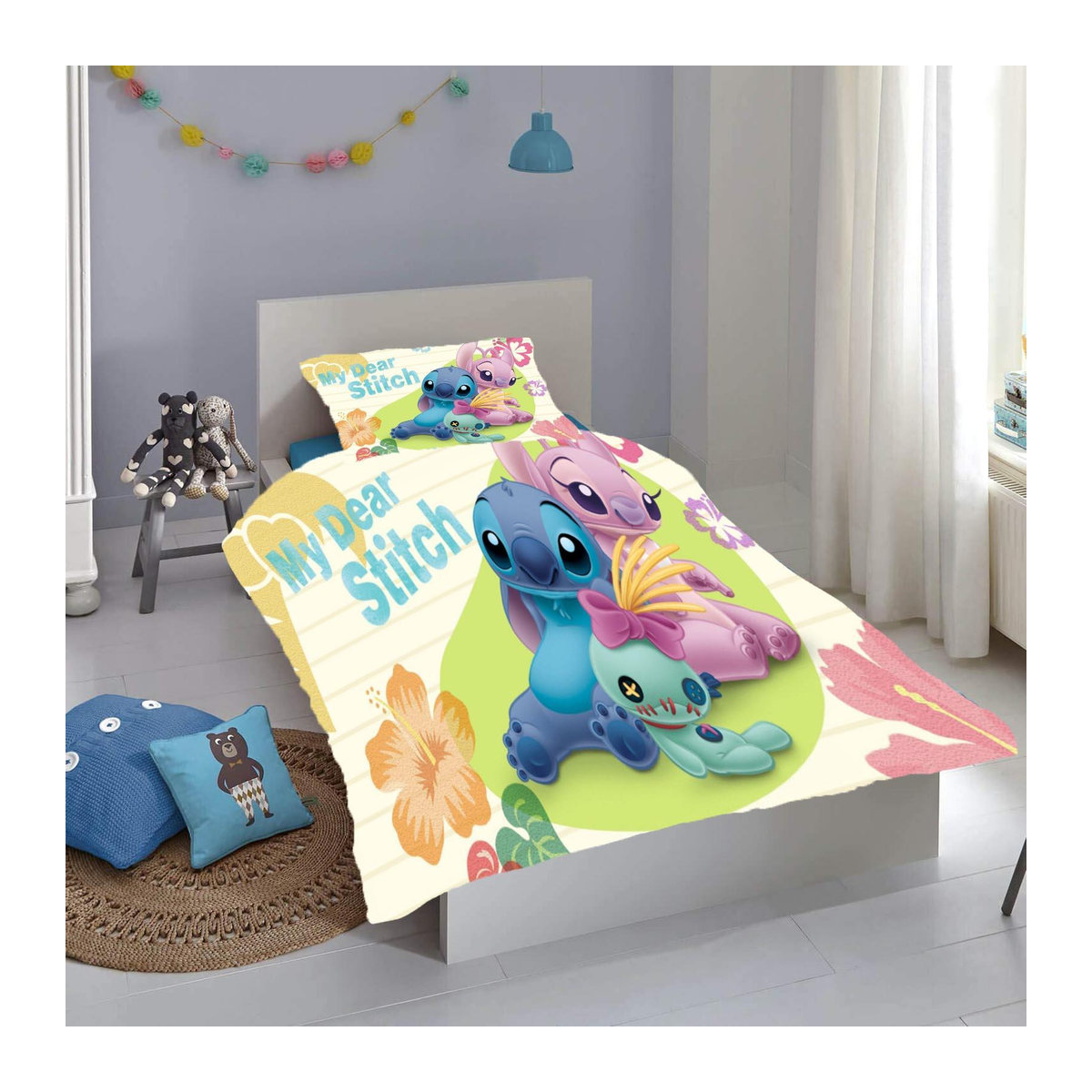 Stitch Bettwäsche-Set aus 100% Polyester, 3-teilig, Single, B: 140 cm, L: 210 cm - Bild 1
