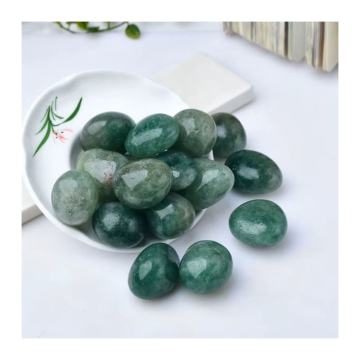 Stone Brothers Grüne Erdbeere Quarz Kristalle Natursteine für Reiki Chakra Heilung und Aquarium Dekoration 100g - Bild 2