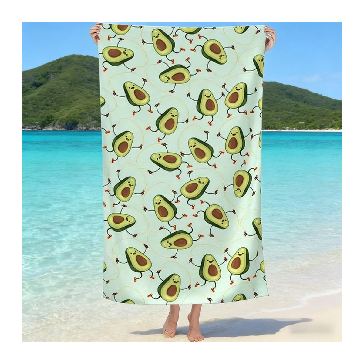 Strandtuch Avocado Design von Shanika Chen, winddicht und mit Sonnenschutz, B: 40 cm, H: 60 cm - Bild 1