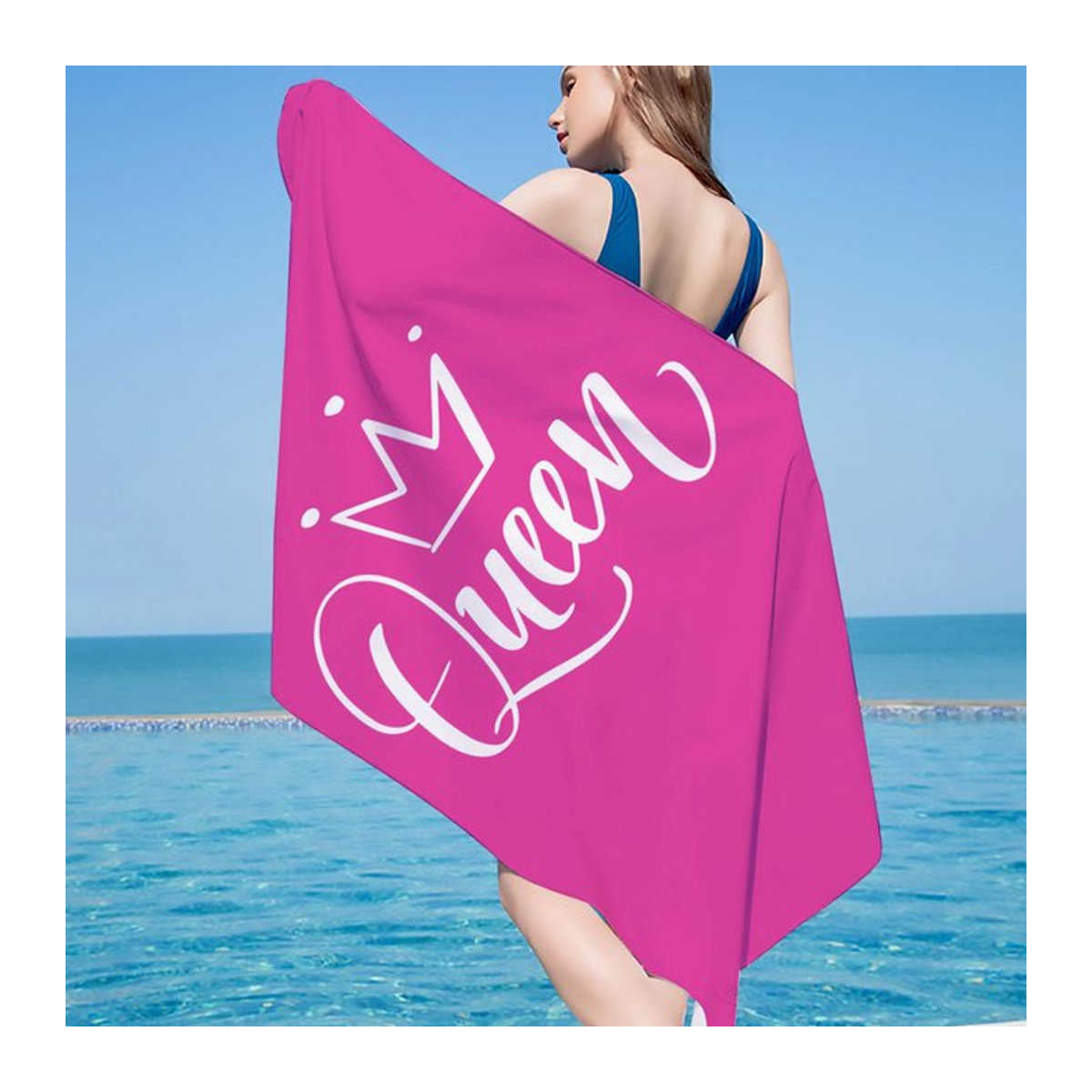 Strandtuch Shanika Chen Rosa Krone Königin Design aus Mikrofaser, Breite: 40 cm, Höhe: 60 cm - Bild 1