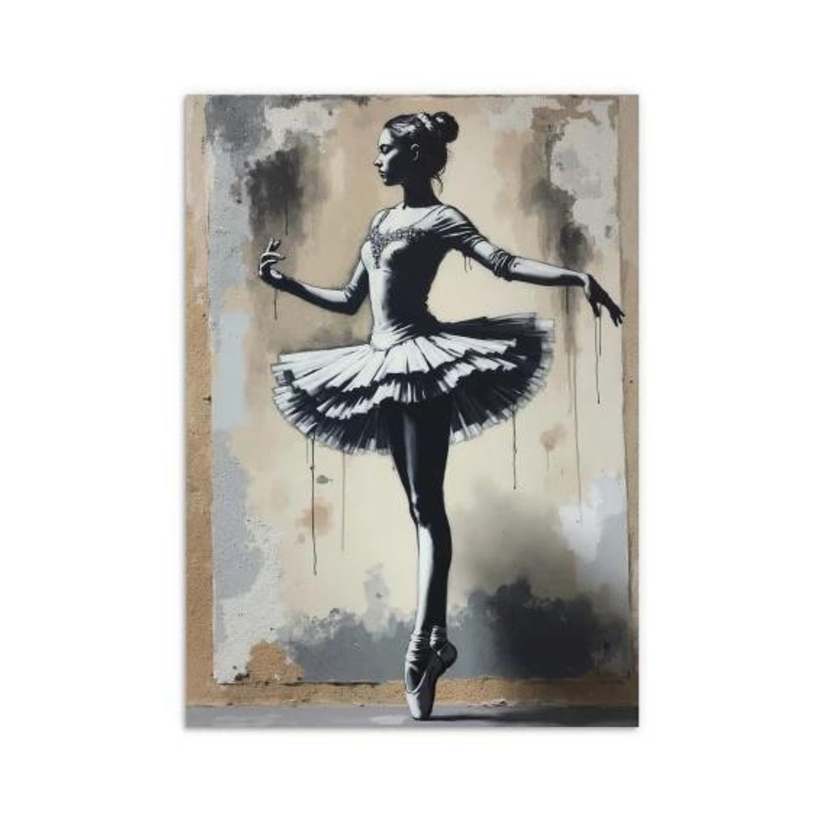 Street Art Poster Tänzerin im Banksy Stil für dein Wohnzimmer oder Loft auf Premium-Fotopapier 240g mit Plexiglas, B/H: 70 x 50 cm - Bild 4