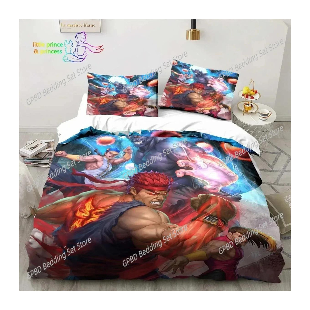 Street Fighter Bettwäsche Set mit Aufdruck für Kinder und Erwachsene, 3-teilig, B/H: 140 x 210 cm - Bild 1