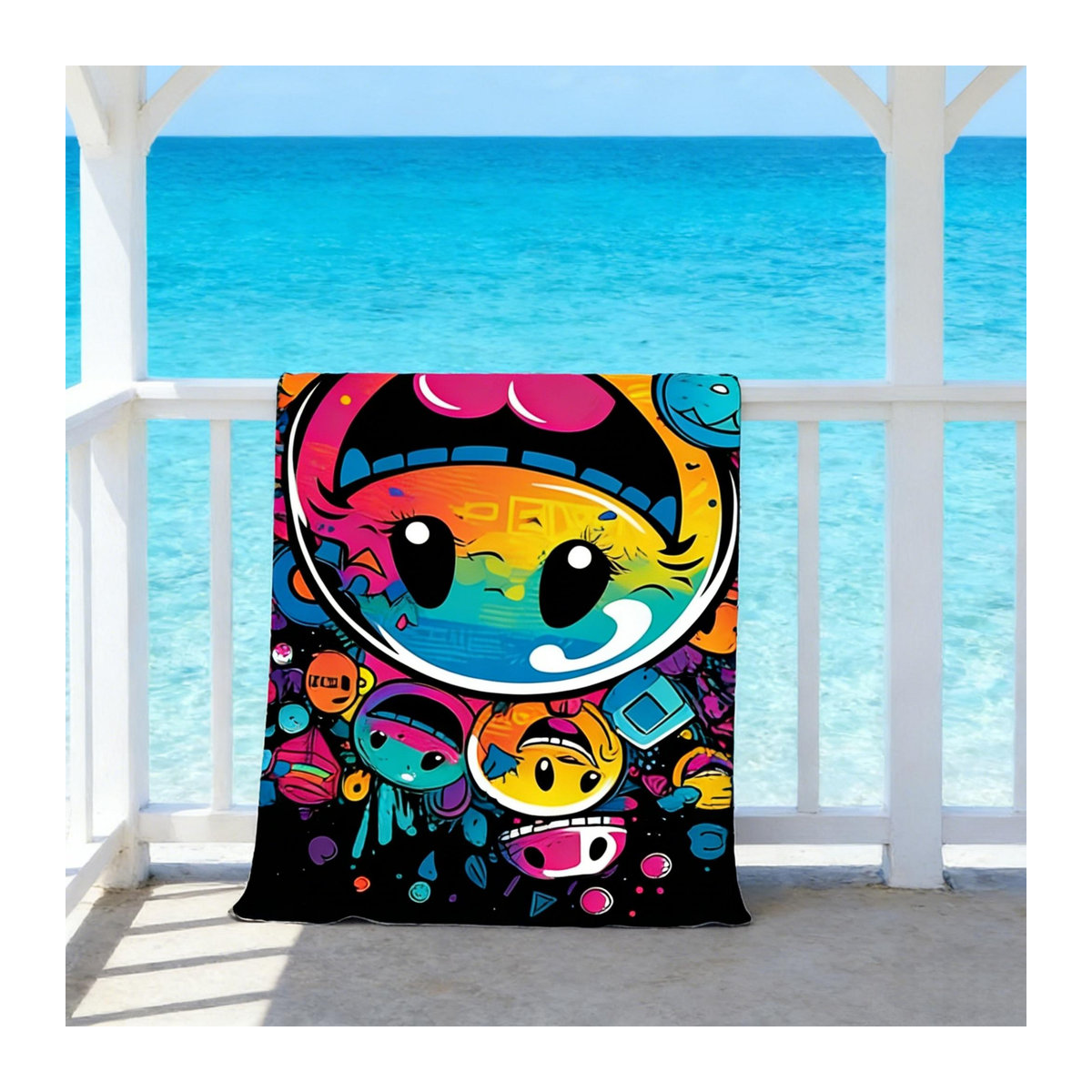 Street Graffiti Vielzweck-Strandtuch Saugfähig und Weich, B: 150 cm, H: 220 cm - Bild 2
