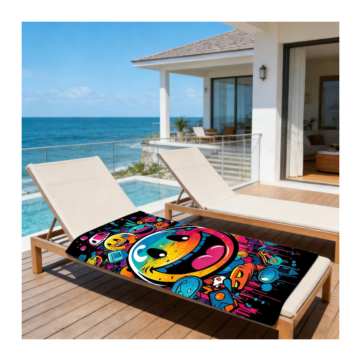 Street Graffiti Vielzweck-Strandtuch Saugfähig und Weich, B: 150 cm, H: 220 cm - Bild 4
