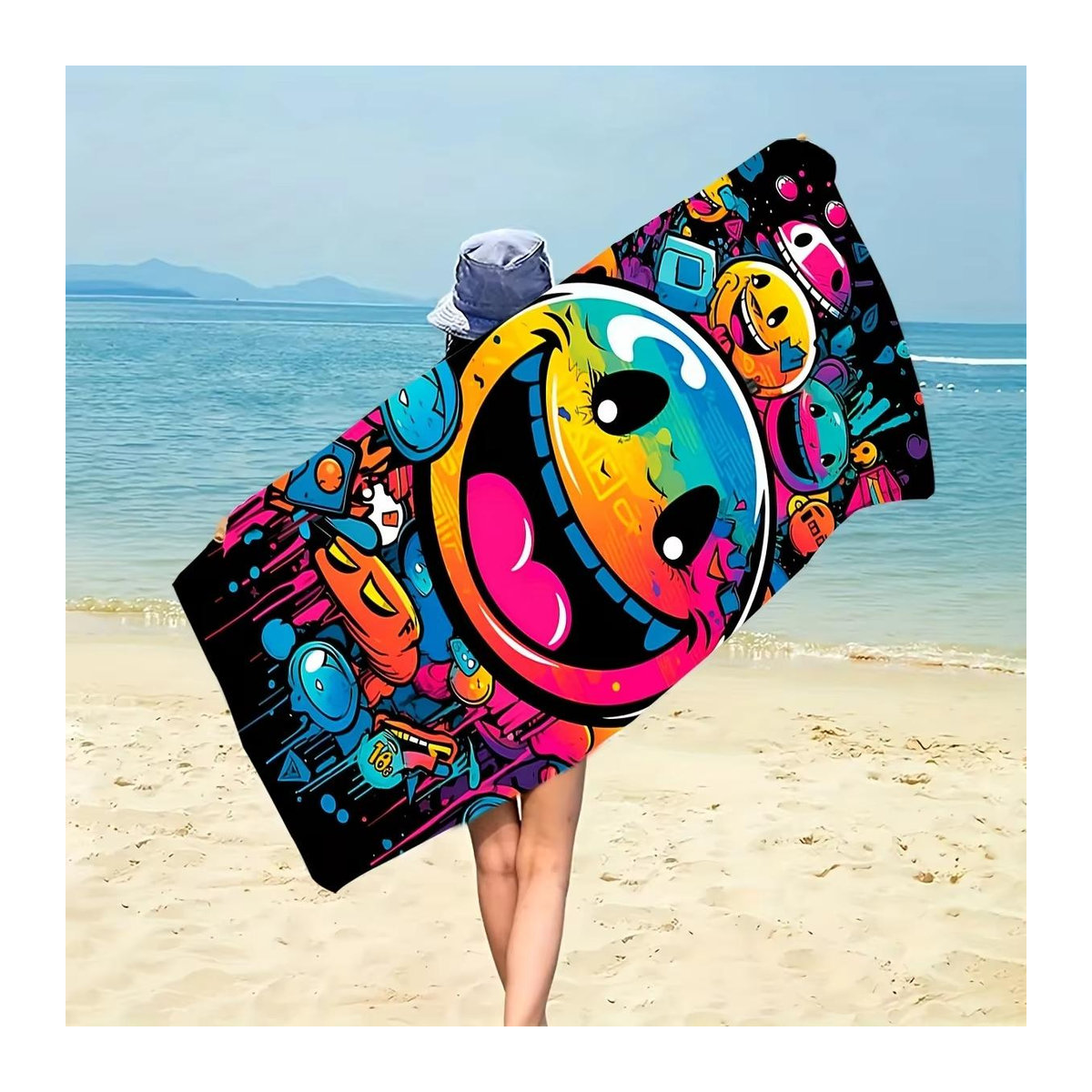 Street Graffiti Vielzweck-Strandtuch Saugfähig und Weich, B: 150 cm, H: 220 cm - Bild 6