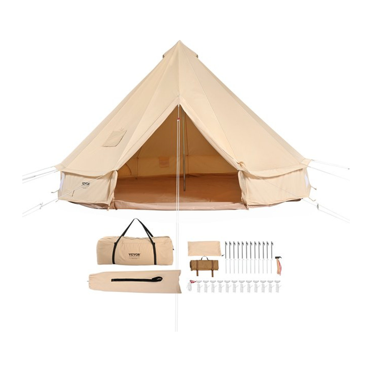 SucceBuy Canvas Bell Tent 4-Jahreszeiten Yurt Zelt für Camping mit Ofenanschluss für bis zu 8 Personen, Durchmesser: 5 m - Bild 1