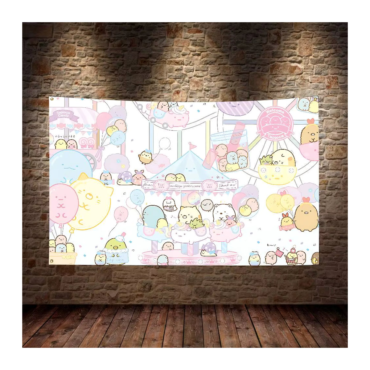 Sumikko Gurashi Wandteppich aus Polyester mit Digitaldruck in Multicolor, Breite: 50 cm, Höhe: 50 cm - Bild 2