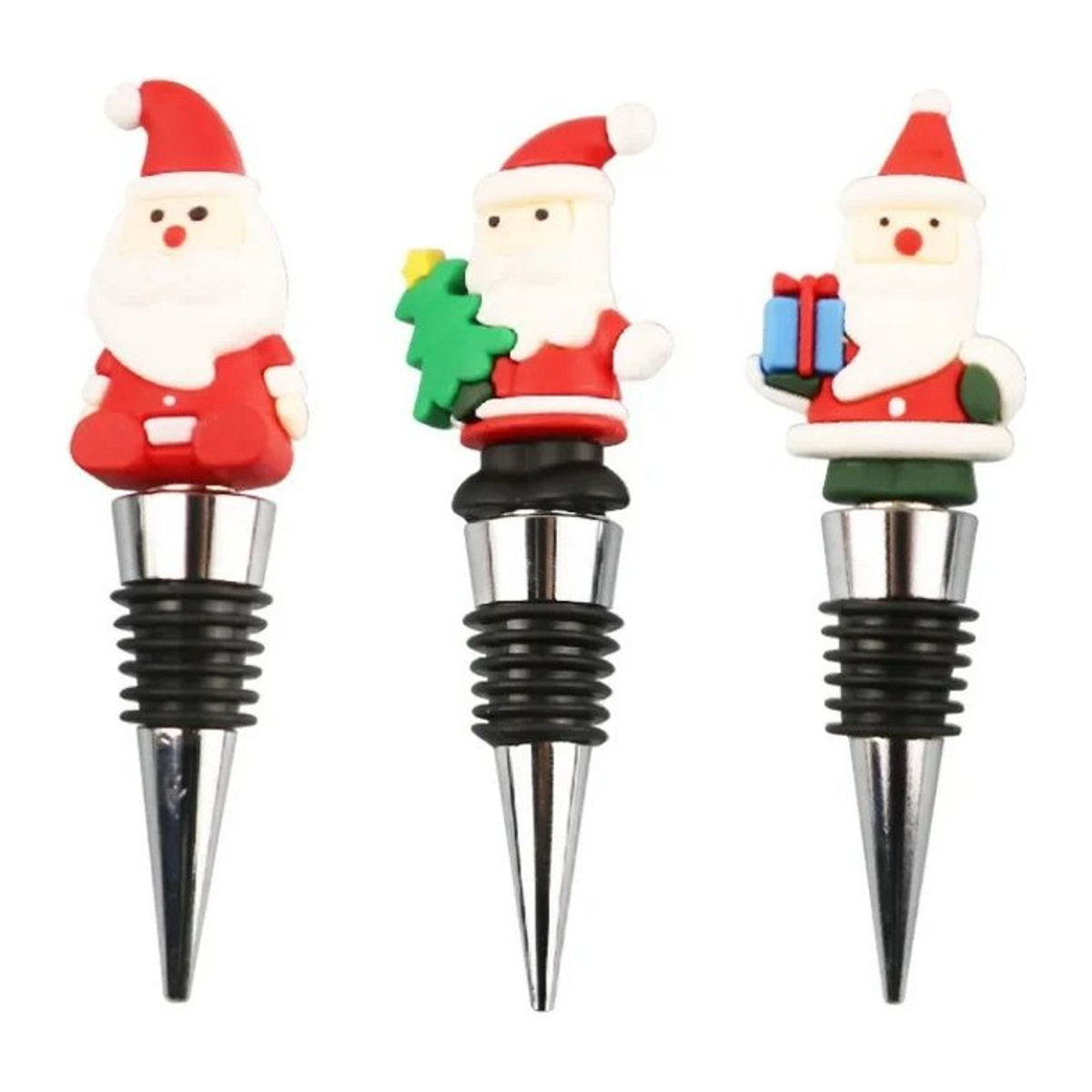 SUNFILI Weihnachtlicher Weinflaschenverschluss Santa Claus als Weintopper für Wein und Champagner, mehrfarbig - Bild 1