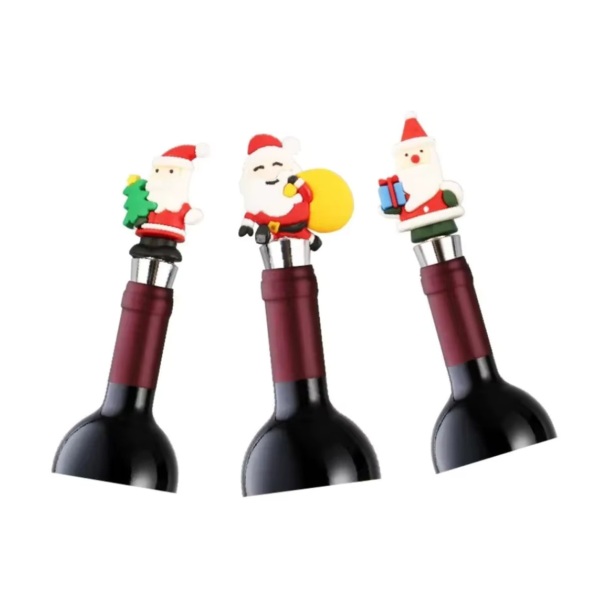 SUNFILI Weihnachtlicher Weinflaschenverschluss Santa Claus als Weintopper für Wein und Champagner, mehrfarbig - Bild 2